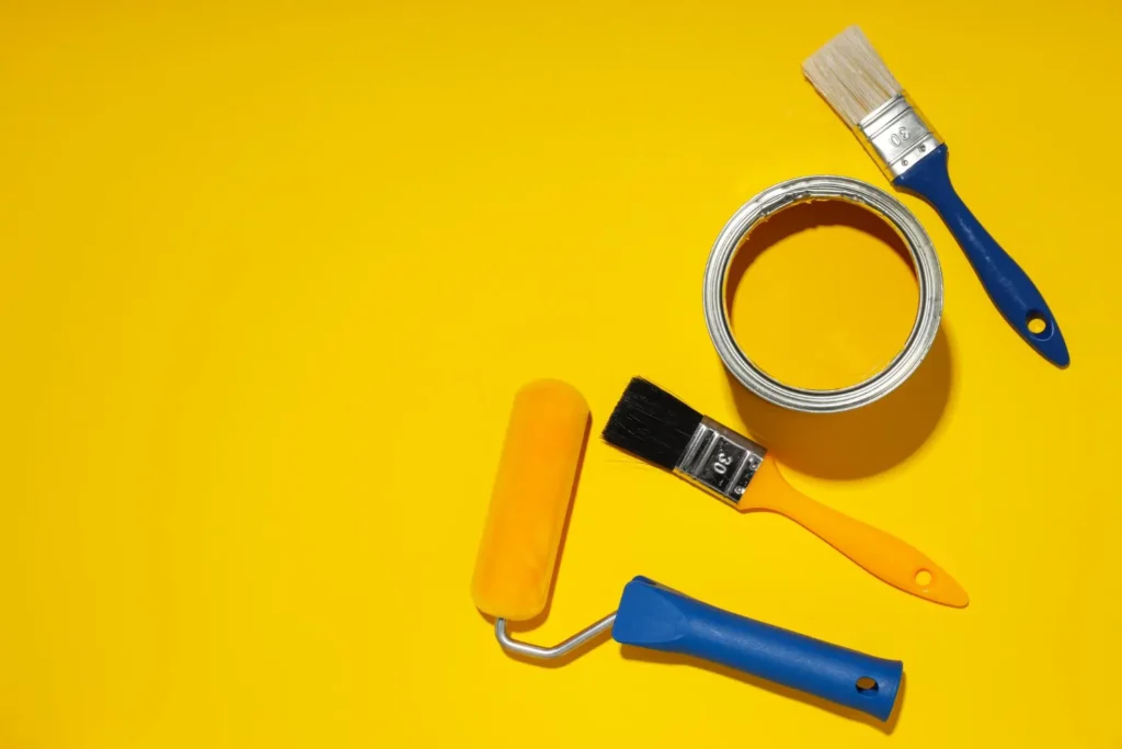 Herramientas para arte y reparación de espacio de pintura para texto.